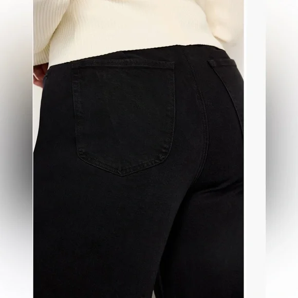 Good American Soft tech good waist Black Wide-Leg High-Waist Palazzo jeans - Picture 6 of 11